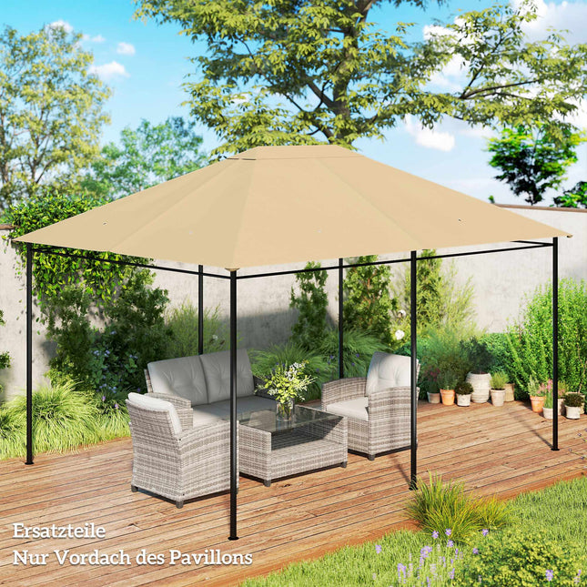 Pavilion Replacement Canopy, Weather-Resistant, 397x297 cm, Khaki