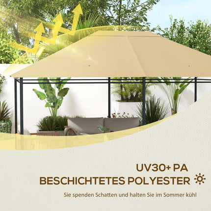 Pavilion Replacement Canopy, Weather-Resistant, 397x297 cm, Khaki