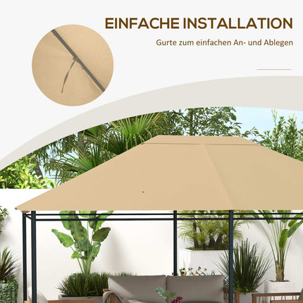 Pavilion Replacement Canopy, Weather-Resistant, 397x297 cm, Khaki