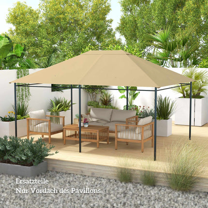 Pavilion Replacement Canopy, Weather-Resistant, 397x297 cm, Khaki