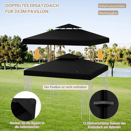 Pavilion Replacement Roof 3x3M Black – Weather-Resistant