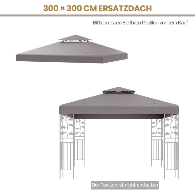 Pavilion Replacement Roof, 3x3M, Gray, Ventilation Flap