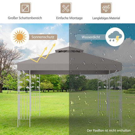 Pavilion Replacement Roof, 3x3M, Gray, Ventilation Flap