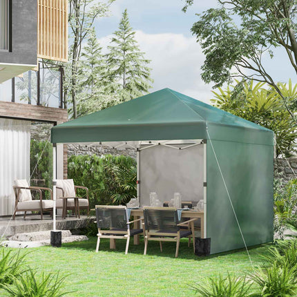 Paviljoen ca. 3x3m, waterafstotend, stabiel, winterbestendig pop-up opvouwbaar paviljoen met 2 zijwanden, UV-bescherming 30+, opvouwbare partytent, tuintent met tas, tuinpaviljoen voor kamperen, tuin, groen