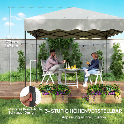Paviljoen ca. 3x3m, waterafstotend, stabiel, winterbestendig pop-up vouwpaviljoen met UV-bescherming 50+, opvouwbare partytent, tuintent met roltas, tuinpaviljoen voor kamperen, tuin, crèmewit