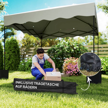 Paviljoen ca. 3x3m, waterafstotend, stabiel, winterbestendig pop-up vouwpaviljoen met UV-bescherming 50+, opvouwbare partytent, tuintent met roltas, tuinpaviljoen voor kamperen, tuin, crèmewit