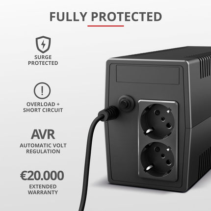 Paxxon 800VA UPS 2 sockets Schuko