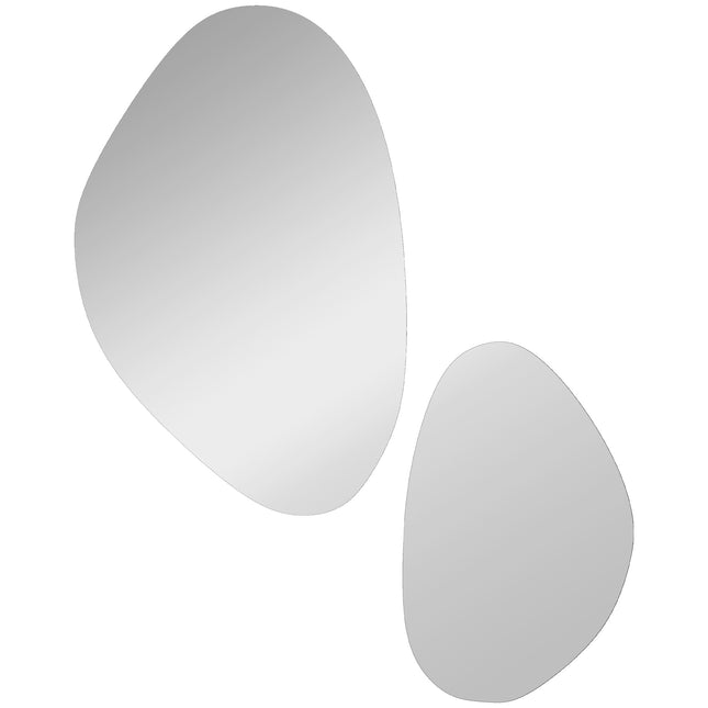 Pebble-Shaped Wall Mirror Set, Black Metal Frame