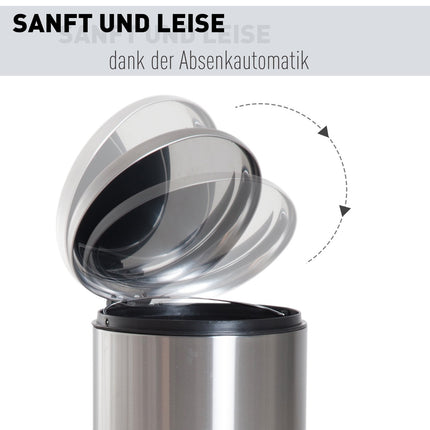 30L pedal container in stainless steel with inner compartment