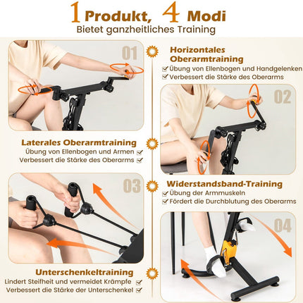 Pedal Exerciser with Adjustable Handle, Foldable, 4 Modes