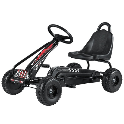 Pedal Go Kart for Kids, Adjustable Seat, Handbrake, Black