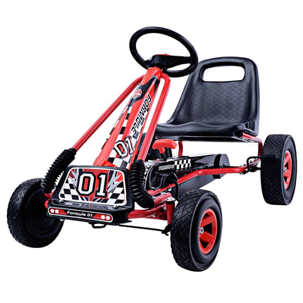 Pedal GoKart for Kids, Adjustable Seat, Red