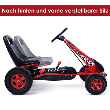 Pedal GoKart for Kids, Adjustable Seat, Red