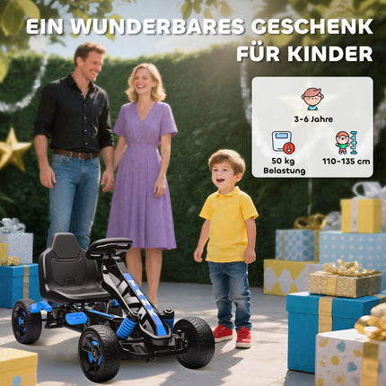 Pedal Go-Kart for Kids, Brake, Non-Slip Wheels, 3-6 Years