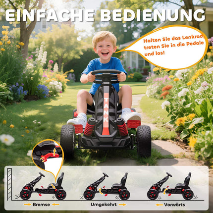 Pedal Go-Kart for Kids, Brake, Non-Slip Wheels, Ages 3-6