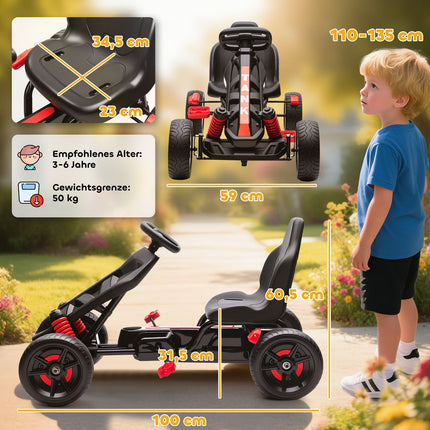 Pedal Go-Kart for Kids, Brake, Non-Slip Wheels, Ages 3-6