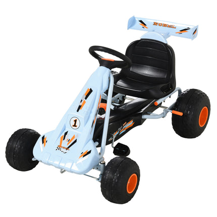 Light blue steel pedal Go-Kart with adjustable seat