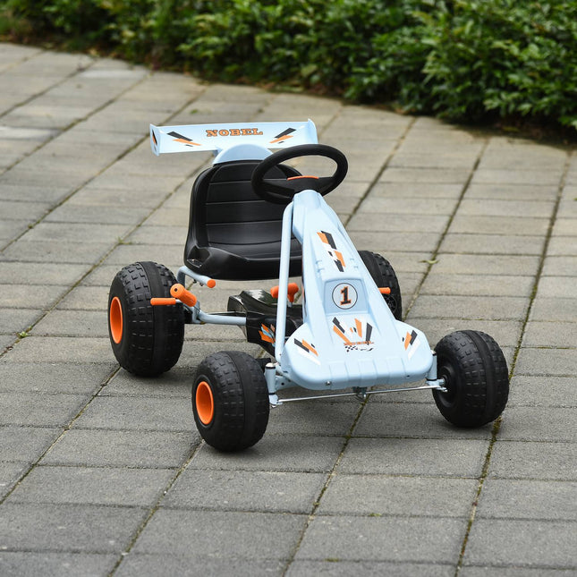 Light blue steel pedal Go-Kart with adjustable seat
