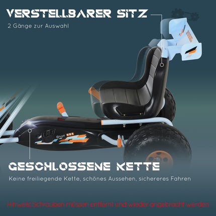 Light blue steel pedal Go-Kart with adjustable seat