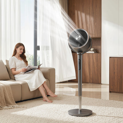 Pedestal Air Circulator Fan, 12 Speeds, Remote, LED
