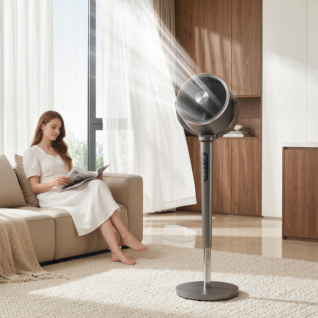 Pedestal Air Circulator Fan, 12 Speeds, Remote, LED