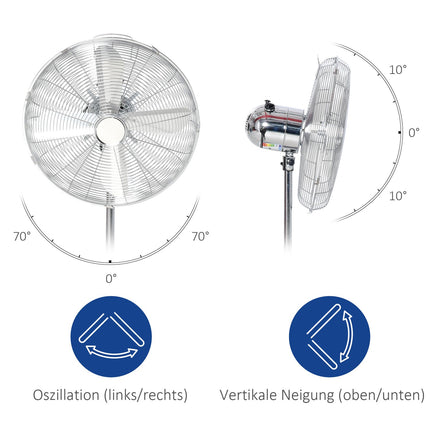 Pedestal fan - adjustable height, 3 speeds, silver