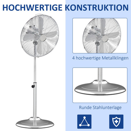 Pedestal fan - adjustable height, 3 speeds, silver