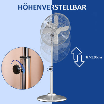 Pedestal fan - adjustable height, 3 speeds, silver