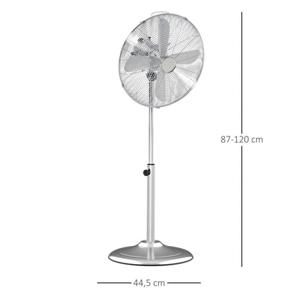 Pedestal fan - adjustable height, 3 speeds, silver