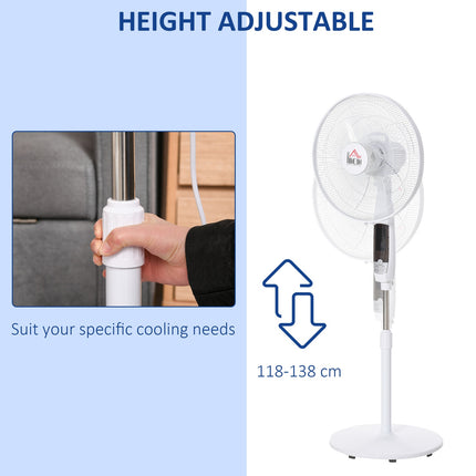Pedestal fan, 138 cm steel, timer & remote control, adjustable heights