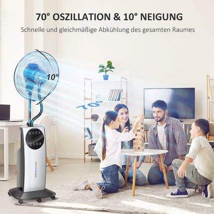 Pedestal Mist Fan 90W, 3 air modes, remote control, black