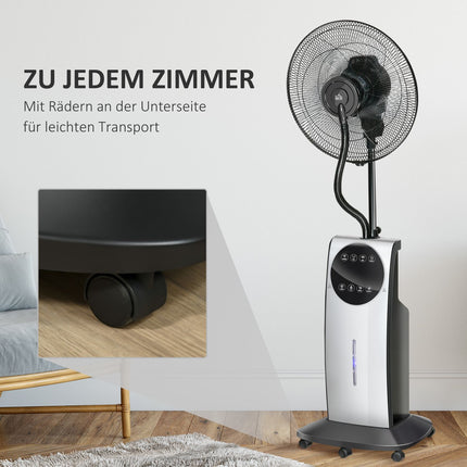 Pedestal Mist Fan 90W, 3 air modes, remote control, black