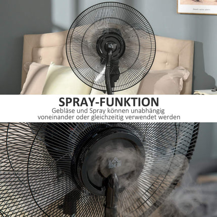 Pedestal Mist Fan 90W, 3 air modes, remote control, black