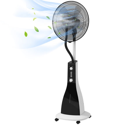 Pedestal fan with mist, 3 positions, 3L tank, timer, black