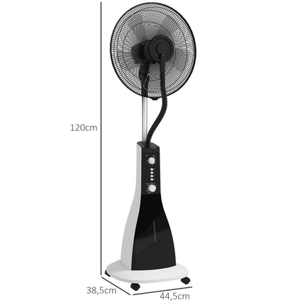 Pedestal fan with mist, 3 positions, 3L tank, timer, black