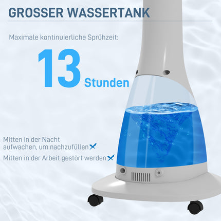Pedestal fan with mist, 3 positions, 3L tank, timer, black