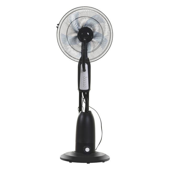 Pedestal fan with 2.8L mist, adjustable metal design