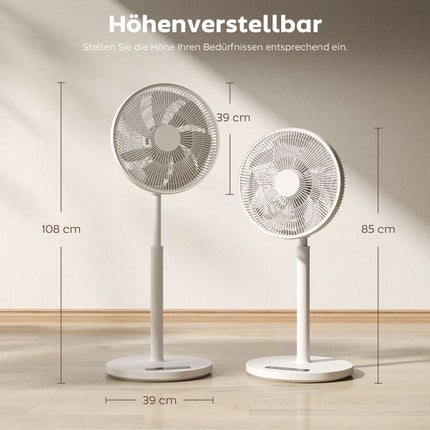 Pedestal Fan with Remote, 12 Speeds, Adjustable Height, White