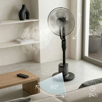 Pedestal Misting Fan with Remote, 3 Speeds, 3L Tank