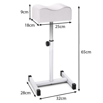 Pedicure stool with adjustable seat height footstool for nail care in salons spa white