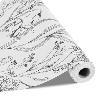 Peel and Stick Wallpaper, 45cm x 10m Botanical Line Art
