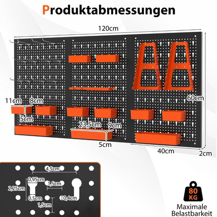 Pegboard Organizer with 9 Storage Boxes & Hooks