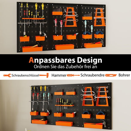 Pegboard Organizer with 9 Storage Boxes & Hooks