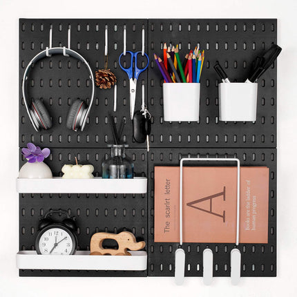 Pegboard Wall Organizer Kit, 4-Pack 11 x 11, Black
