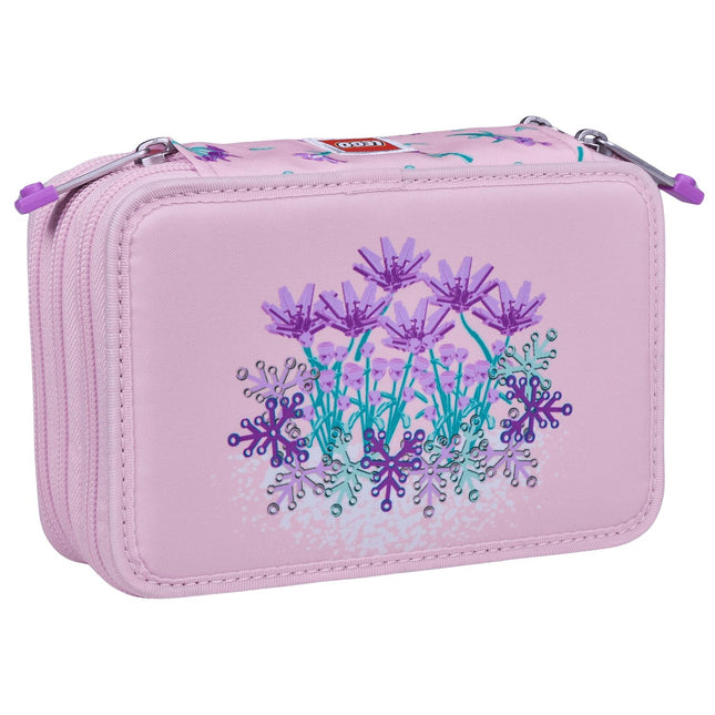 Pencil Case with 3 Layers and Flower Design for School Supplies
