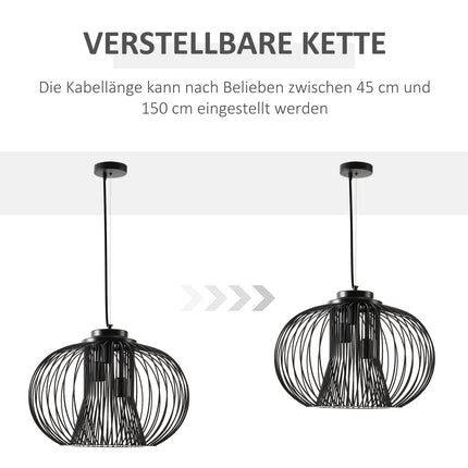 Industrial ceiling lamp, adjustable metal, black Ø50 x 150 Cm
