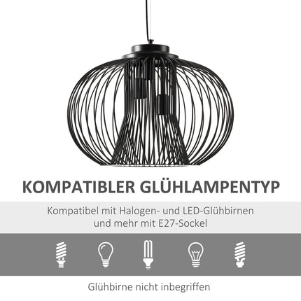 Industrial ceiling lamp, adjustable metal, black Ø50 x 150 Cm