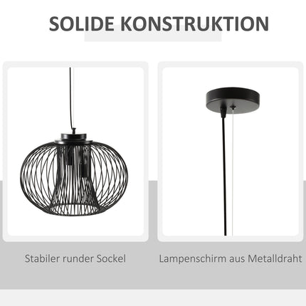 Industrial ceiling lamp, adjustable metal, black Ø50 x 150 Cm