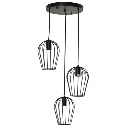 Black metal ceiling lamp - modern geometric design, Ø38x145 cm