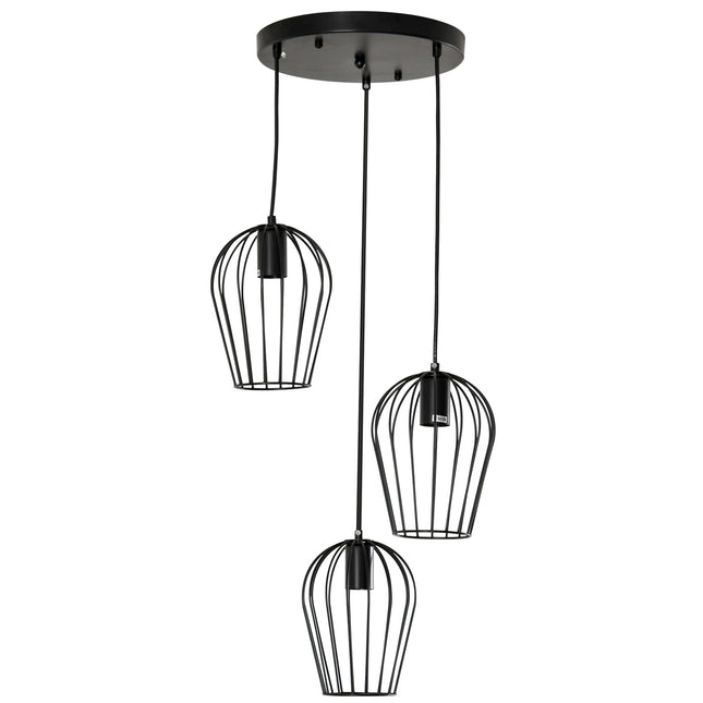 Black metal ceiling lamp - modern geometric design, Ø38x145 cm